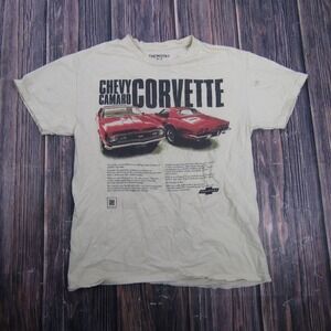 Chemistry Shirt Mens Medium Beige Chevy Camaro Corvette Car Graphic Tee